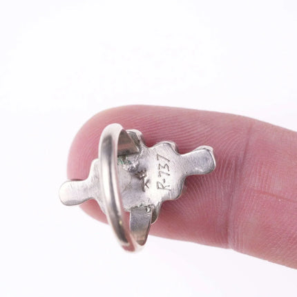 c1940's Extra Special Dishta Style Zuni turquoise and jet ring - Estate Fresh Austin