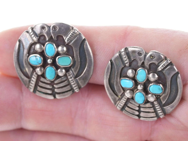 c1940's Hopi silver/turquoise clip-on earrings - Estate Fresh Austin