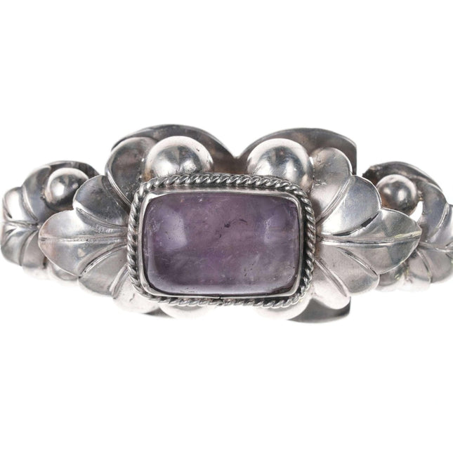 c1940's Mexican Modernist sterling silver pin with amethyst - Estate Fresh Austin