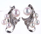 c1940's Mikimoto Pearl/silver screw back earrings - Estate Fresh Austin