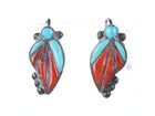 c1940's Native American Sterling turquoise/coral channel inlay screw back earrin - Estate Fresh Austin