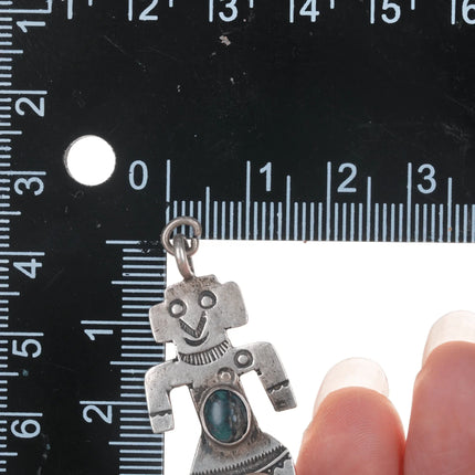 c1940's Navajo curio silver and turquoise kachina charm - Estate Fresh Austin
