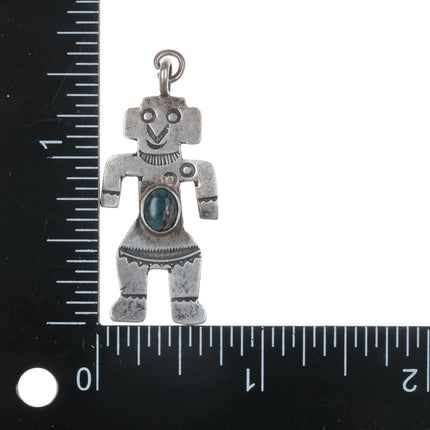 c1940's Navajo curio silver and turquoise kachina charm - Estate Fresh Austin
