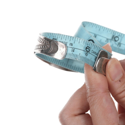 c1940's Navajo hand stamped silver petrified wood cuff bracelet - Estate Fresh Austin
