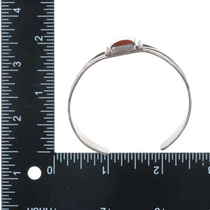 c1940's Navajo hand stamped silver petrified wood cuff bracelet - Estate Fresh Austin