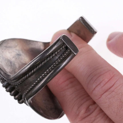 6.75" c1940's Navajo Large Pilot Mountain turquoise silver bracelet - Estate Fresh Austin