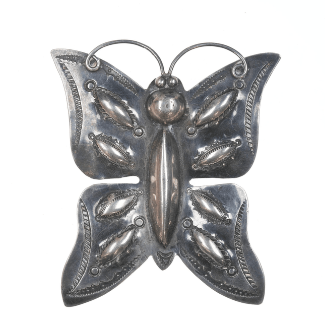 c1940's Navajo repousse silver butterfly pin - Estate Fresh Austin