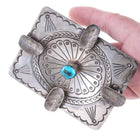c1940's Navajo ashtray hand stamped sterling silver/turquoise - Estate Fresh Austin