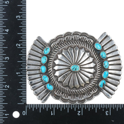 c1940's Navajo Sterling belt buckle with turquoise - Estate Fresh Austin