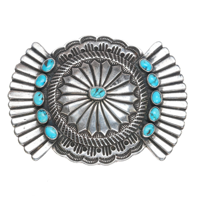 c1940's Navajo Sterling belt buckle with turquoise - Estate Fresh Austin