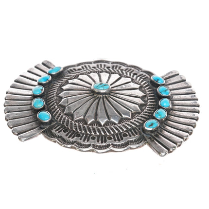 c1940's Navajo Sterling belt buckle with turquoise - Estate Fresh Austin