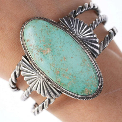 6 3/8" c1940's Vintage Native American Sterling/turquoise cuff bracelet - Estate Fresh Austin
