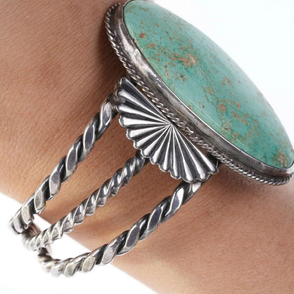 6 3/8" c1940's Vintage Native American Sterling/turquoise cuff bracelet - Estate Fresh Austin