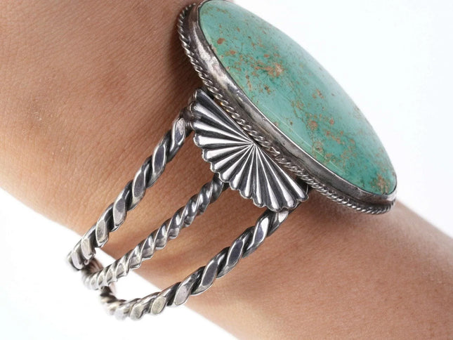 6 3/8" c1940's Vintage Native American Sterling/turquoise cuff bracelet - Estate Fresh Austin
