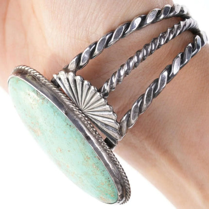 6 3/8" c1940's Vintage Native American Sterling/turquoise cuff bracelet - Estate Fresh Austin