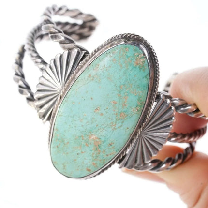 6 3/8" c1940's Vintage Native American Sterling/turquoise cuff bracelet - Estate Fresh Austin