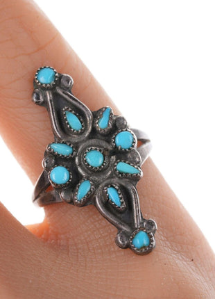 c1940's Zuni Petit Point turquoise silver ring - Estate Fresh Austin