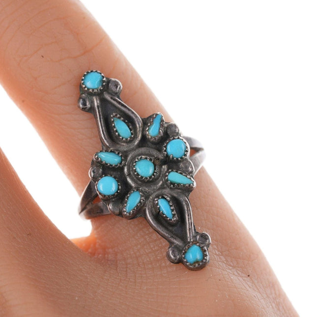 c1940's Zuni Petit Point turquoise silver ring - Estate Fresh Austin