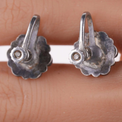 c1940's Zuni Snake eye sterling and turquoise screw back earrings - Estate Fresh Austin