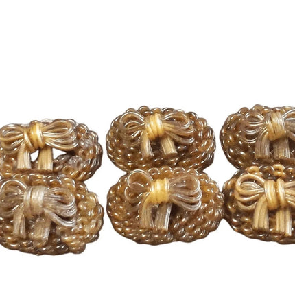 c1950 extruded celluloid Large Hand Made early Plastic Buttons Bows 1 3/8" x 7/8 - Estate Fresh Austin