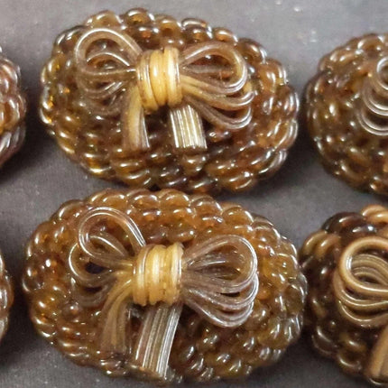 c1950 extruded celluloid Large Hand Made early Plastic Buttons Bows 1 3/8" x 7/8 - Estate Fresh Austin