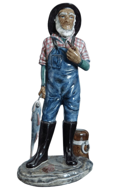 c1950 Gort American Art Pottery Figure Of "American Fisherman ca1870" - Estate Fresh Austin