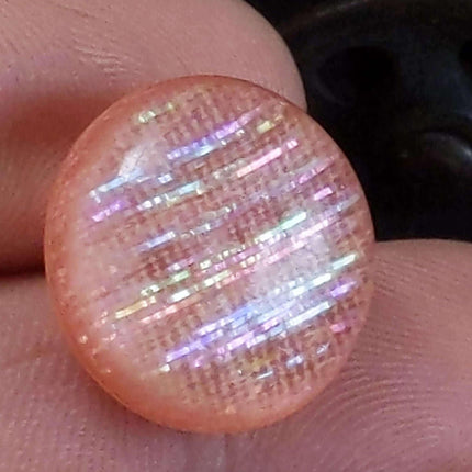 c1950 Pink Plastic Lucite Confetti Buttons Iridescent 11/16" (6) - Estate Fresh Austin