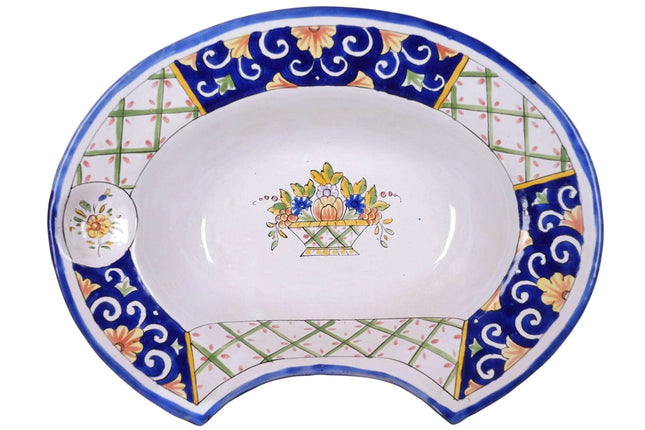 c1950 Renoleau Angouleme Faience Shaving Barbers bowl replica - Estate Fresh Austin
