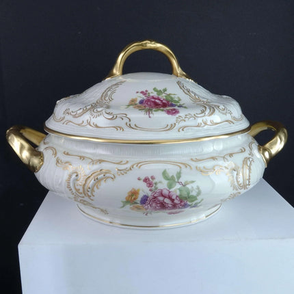 c1950 Rosenthal Sanssouci Shape R53 Patter Gold encrusted Dresden flowers type d - Estate Fresh Austin
