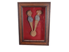 c1950 Vintage Carved wood spoons in shadowbox frame - Estate Fresh Austin