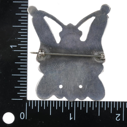 c1950 Zuni Butterfly pin, shell, coral, turquoise, jet inlay - Estate Fresh Austin