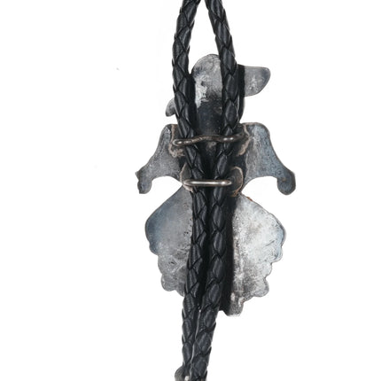 c1950 Zuni Channel inlay bolo tie with fancy dangle tips - Estate Fresh Austin