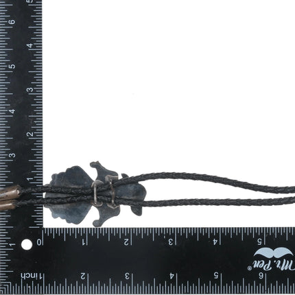 c1950 Zuni Channel inlay bolo tie with fancy dangle tips - Estate Fresh Austin