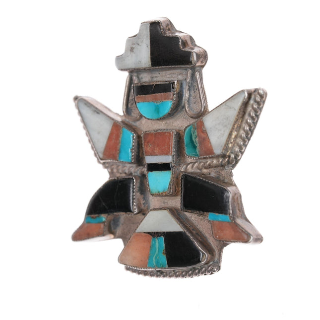 c1950 Zuni Knifewing pin sterling channel inlay - Estate Fresh Austin