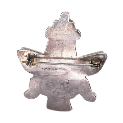 c1950 Zuni Knifewing pin turquoise, coral sterling inlay - Estate Fresh Austin