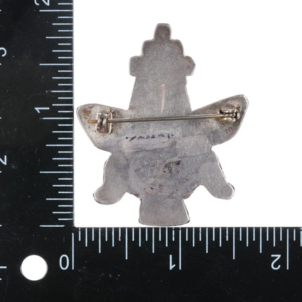 c1950 Zuni Knifewing pin turquoise, coral sterling inlay - Estate Fresh Austin