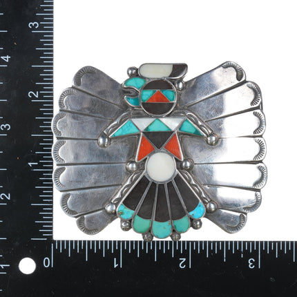 c1950 Zuni Sterling channel inlay belt buckle - Estate Fresh Austin