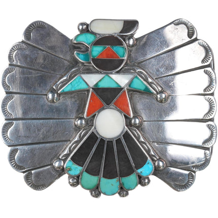 c1950 Zuni Sterling channel inlay belt buckle - Estate Fresh Austin