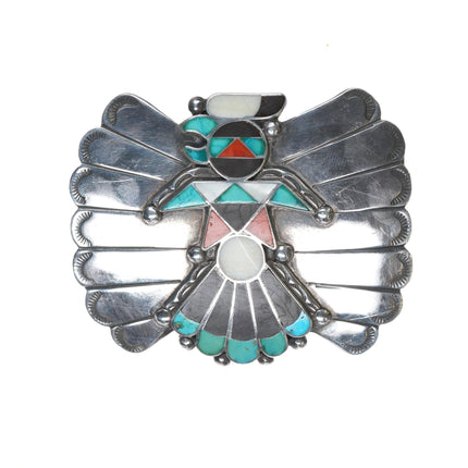 c1950 Zuni Sterling channel inlay belt buckle - Estate Fresh Austin