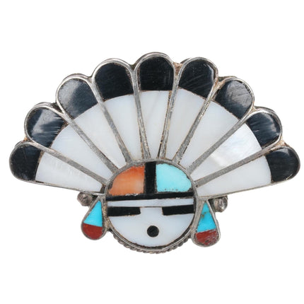 c1950 Zuni sterling channel inlay sunface pin - Estate Fresh Austin