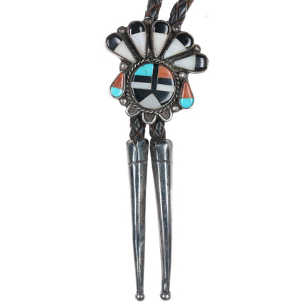 c1950 Zuni sterling "Indian Chief" bolo tie - Estate Fresh Austin