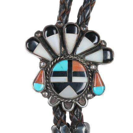 c1950 Zuni sterling "Indian Chief" bolo tie - Estate Fresh Austin