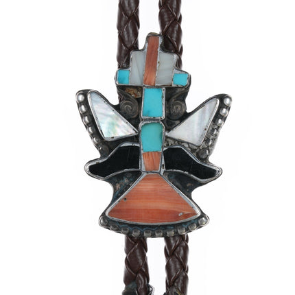 c1950 Zuni sterling knifewing bolo tie with fancy tips - Estate Fresh Austin