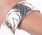 6.8 1950's Wallie Sekayumptewa Hopi Overlay cuff bracelet sterling silver - Estate Fresh Austin