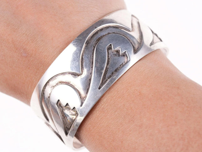 6.8 1950's Wallie Sekayumptewa Hopi Overlay cuff bracelet sterling silver - Estate Fresh Austin