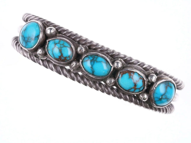6.5" c1950's Bisbee Turquoise Native American silver bracelet - Estate Fresh Austin