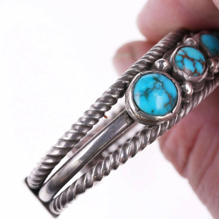 6.5" c1950's Bisbee Turquoise Native American silver bracelet - Estate Fresh Austin