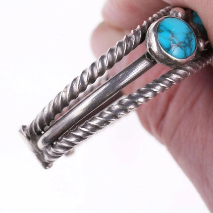 6.5" c1950's Bisbee Turquoise Native American silver bracelet - Estate Fresh Austin