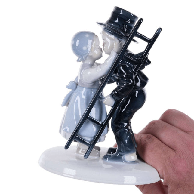 c1950's Metzler and Ortloff German Porcelain Young Chimney Sweep and Maid lovers - Estate Fresh Austin