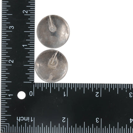 c1950's Native American Overlay style Silver and turquoise earrings - Estate Fresh Austin